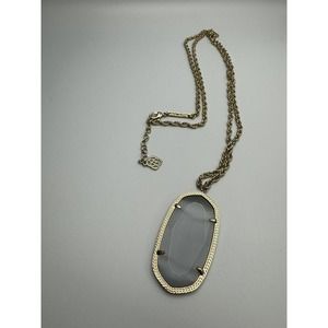 Kendra Scott Rae Necklace Slate Cats Eye Pendant Gold Tone 30-32” Adj Chain